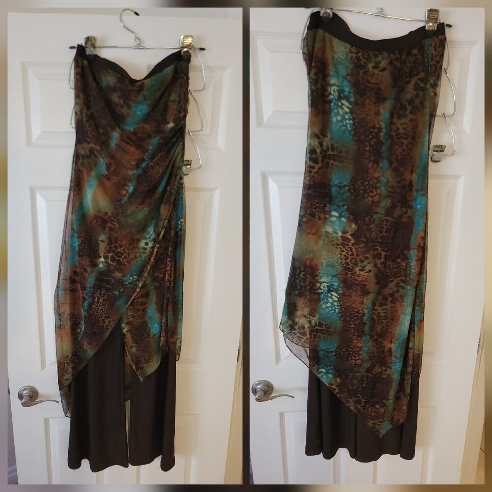 Cache Jumpsuit XS Asymmetric Dress Over Pants Layered Wide Leg Retro 90s Indie